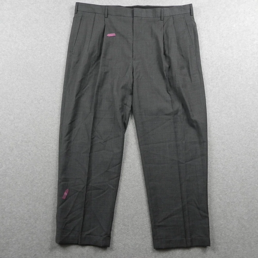 Jos A Bank Pants Mens 42x29 Travelers Wool Dress Slacks Suit Formal Pleated Gray